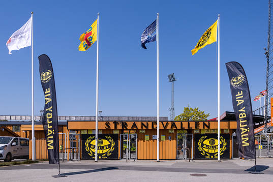 Entré till Strandvallen före fotbollsmatchen i