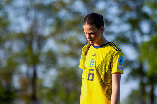 Bella Andersson of Sweden looks dejected