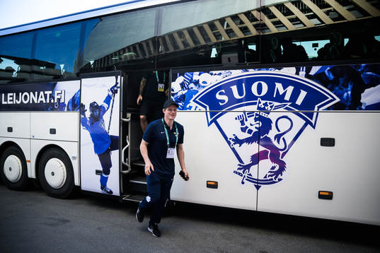 Goaltender Lars Johansson of Sweden arrives to the arena in