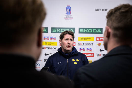 Assistant coach Stefan Klockare of Sweden is being