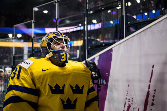 Goaltender Lars Johansson of Sweden