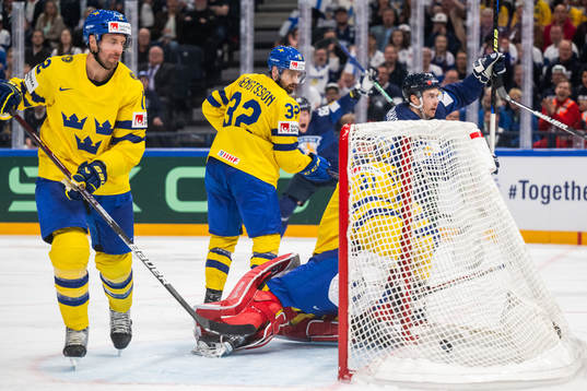 Patrik Nemeth, Lukas Bengtsson and goaltender Lars