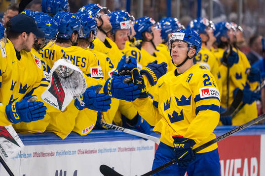 Lucas Raymond of Sweden celebrates