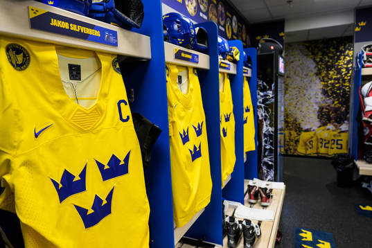 Jersey of Jakob Silfverberg in the dressing room of Sweden