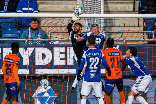 Sten Michael Grytebust of Aalesund and Kristian Eriksen of