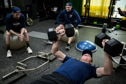 Rasmus Sandin, Carl Grundström and Lucas Raymond of Sweden