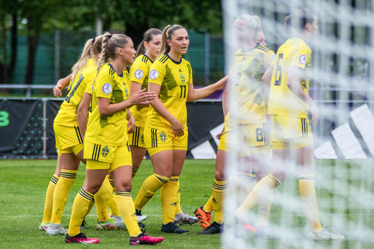 Players of Sweden celebrate