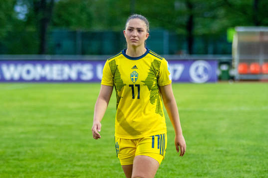 Olivia Ländin Sjöblom of Sweden looks dejected