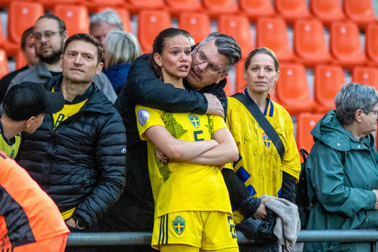 Bella Andersson of Sweden looks dejected