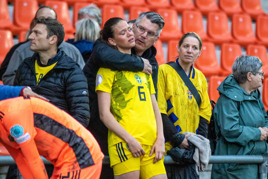 Bella Andersson of Sweden looks dejected
