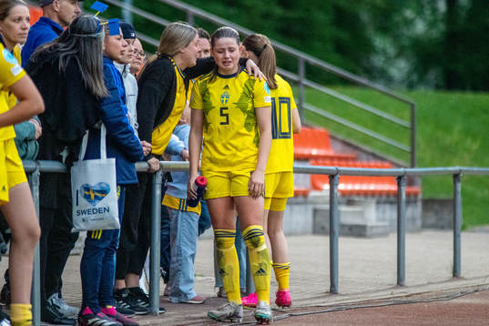 Emma Holmqvist of Sweden looks dejected