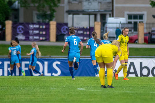 Elsa Pelgander of Sweden looks dejected as players of