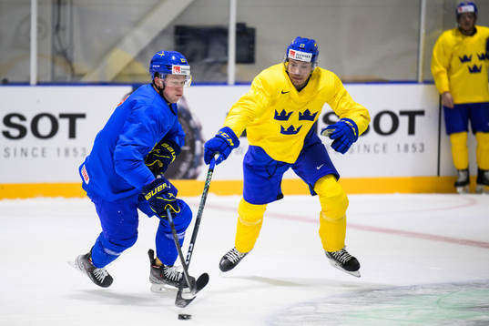 Lucas Raymond and Pär Lindholm of Sweden at a practice