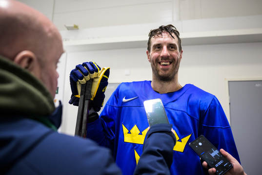 Patrik Nemeth of Sweden being interviewed at a practice