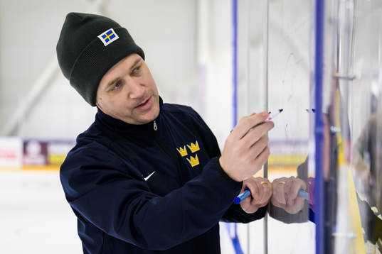 Head coach Sam Hallam of Sweden at a practice session