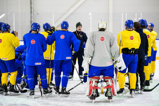 Head coach Sam Hallam of Sweden at a practice session