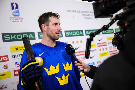 Patrik Nemeth of Sweden being interviewed at a practice
