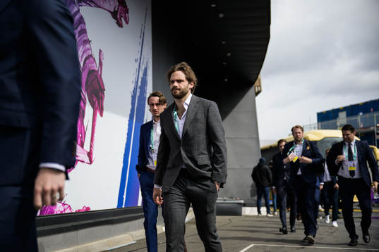 Goaltender Jacob Johansson and Timothy Liljegren of Sweden
