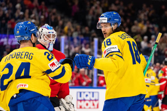 Oscar Lindberg and Dennis Everberg of Sweden celebrate