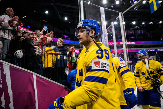 Jacob de la Rose of Sweden leaves the ice