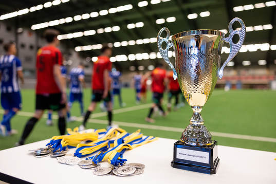 Pokalen uppställd innan finalen i ligacupen mellan IFK