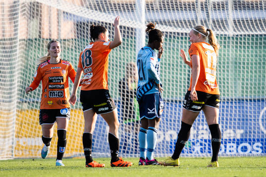 Kristianstads Evelyne Viens och Hlin Eiriksdottir jublar