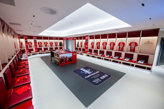 General interior view of the SK Brann dressing room at
