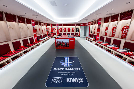 General interior view of the SK Brann dressing room at
