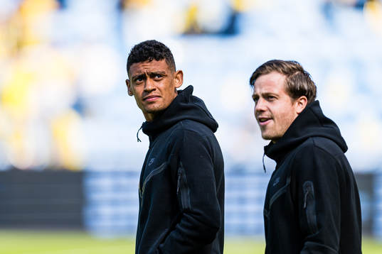 Japhet Sery Larsen and Frederik Børsting of Brann arrives