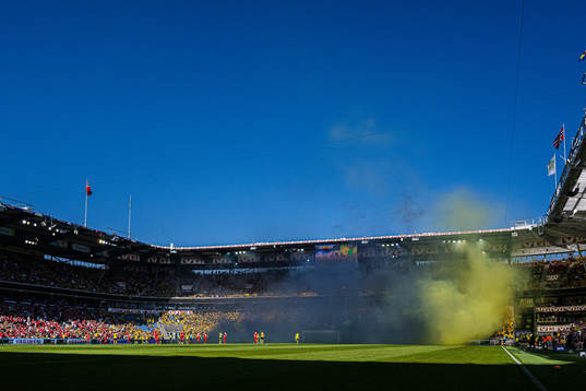 Smoke covering Ullevaal Stadion