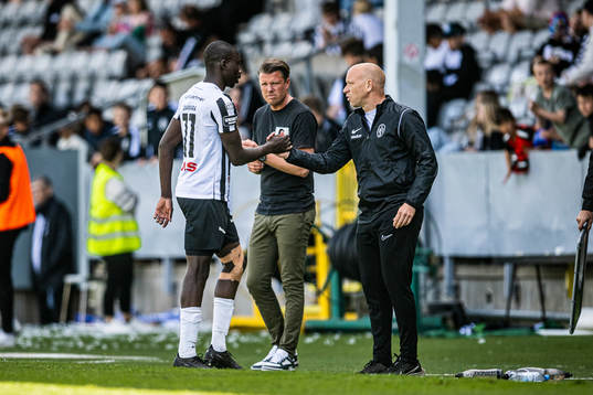 Landskronas Ousmane Diawara och tränare Billy Magnusson