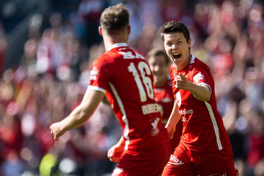 Ole Didrik Blomberg and Mathias Rasmussen of Brann