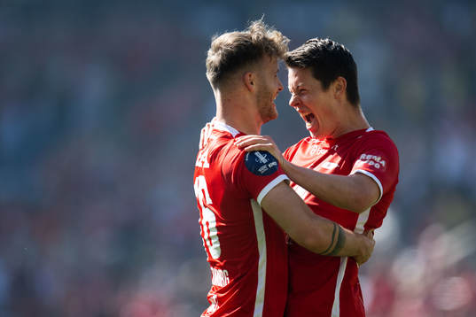 Ole Didrik Blomberg and Mathias Rasmussen of Brann