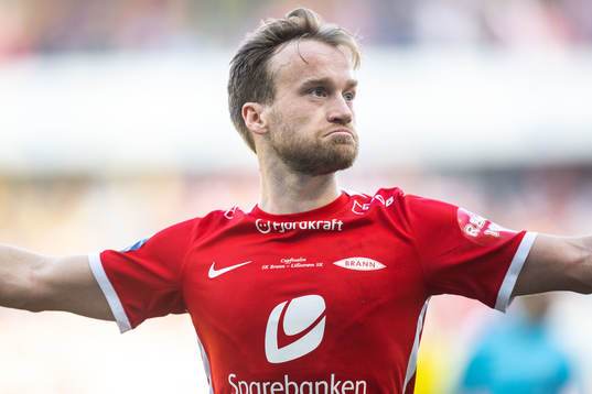 Bård Finne of Brann celebrates scoring 2-0