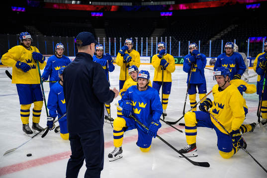 Assistant coach Nicklas Rahm of Sweden gives instructions