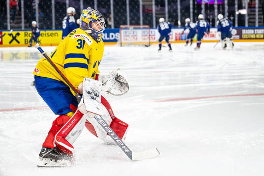 Goaltender Lars Johansson of Sweden