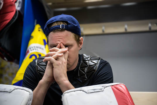 Goaltender Lars Johansson of Sweden