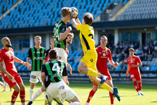 GAIS  Filip Beckman och Jönköpings Södras målvakt David