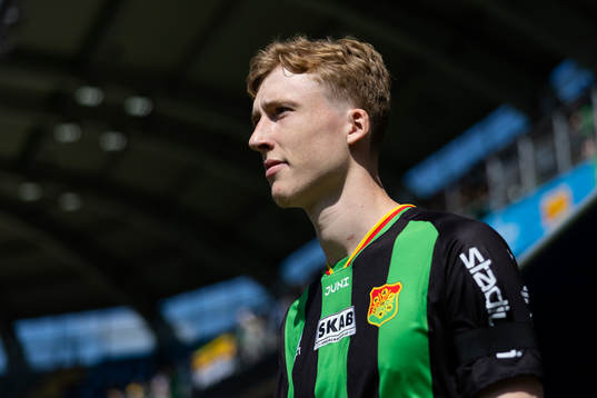 GAIS Filip Beckman innan fotbollsmatchen i Superettan