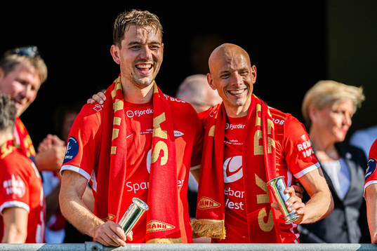 Fredrik Pallesen Knudsen and Ruben Kristiansen of Brann