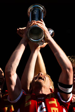 Sivert Heltne Nilsen of Brann celebrates with the trophy