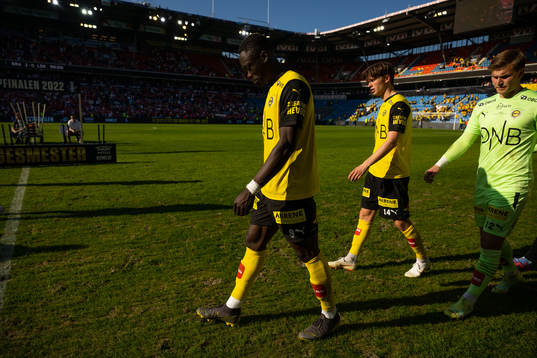 Akor Adams of Lillestrøm looks dejected