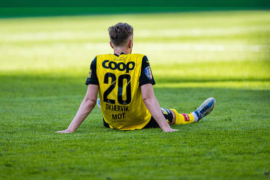 Vetle Skjærvik of Lillestrøm looks dejected