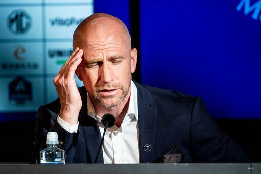 Malmö FFs tränare Henrik Rydström på en presskonferens