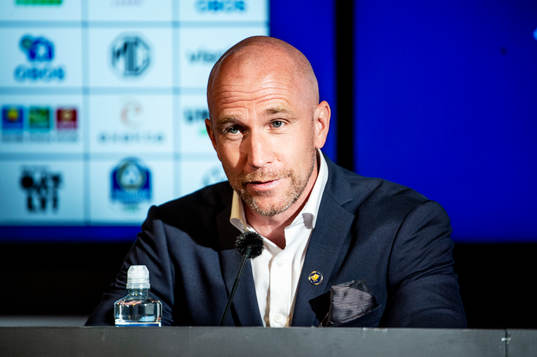 Malmö FFs tränare Henrik Rydström på en presskonferens