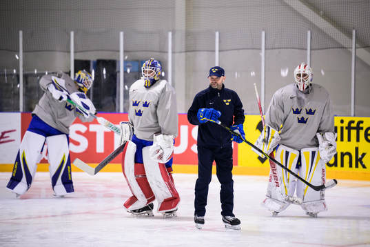 Goaltenders Jesper Wallstedt, Lars Johansson and Jacob