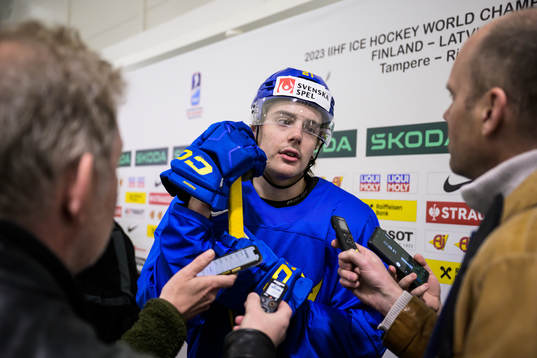 Leo Carlsson of Sweden is being interviewed