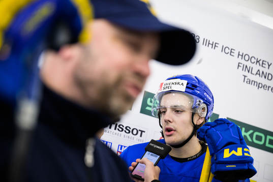 Leo Carlsson of Sweden is being interviewed