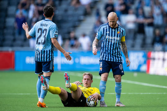 Mjällbys Herman Johansson mot Djurgårdens Gustav Wikheim