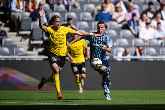 Mjällbys Tom Pettersson och Djurgårdens Haris Radetinac